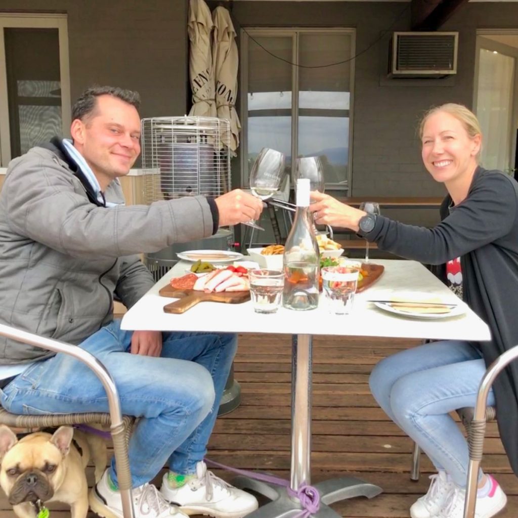 lunch at Greenstone Winery on a Pooches & Pinot wine tour